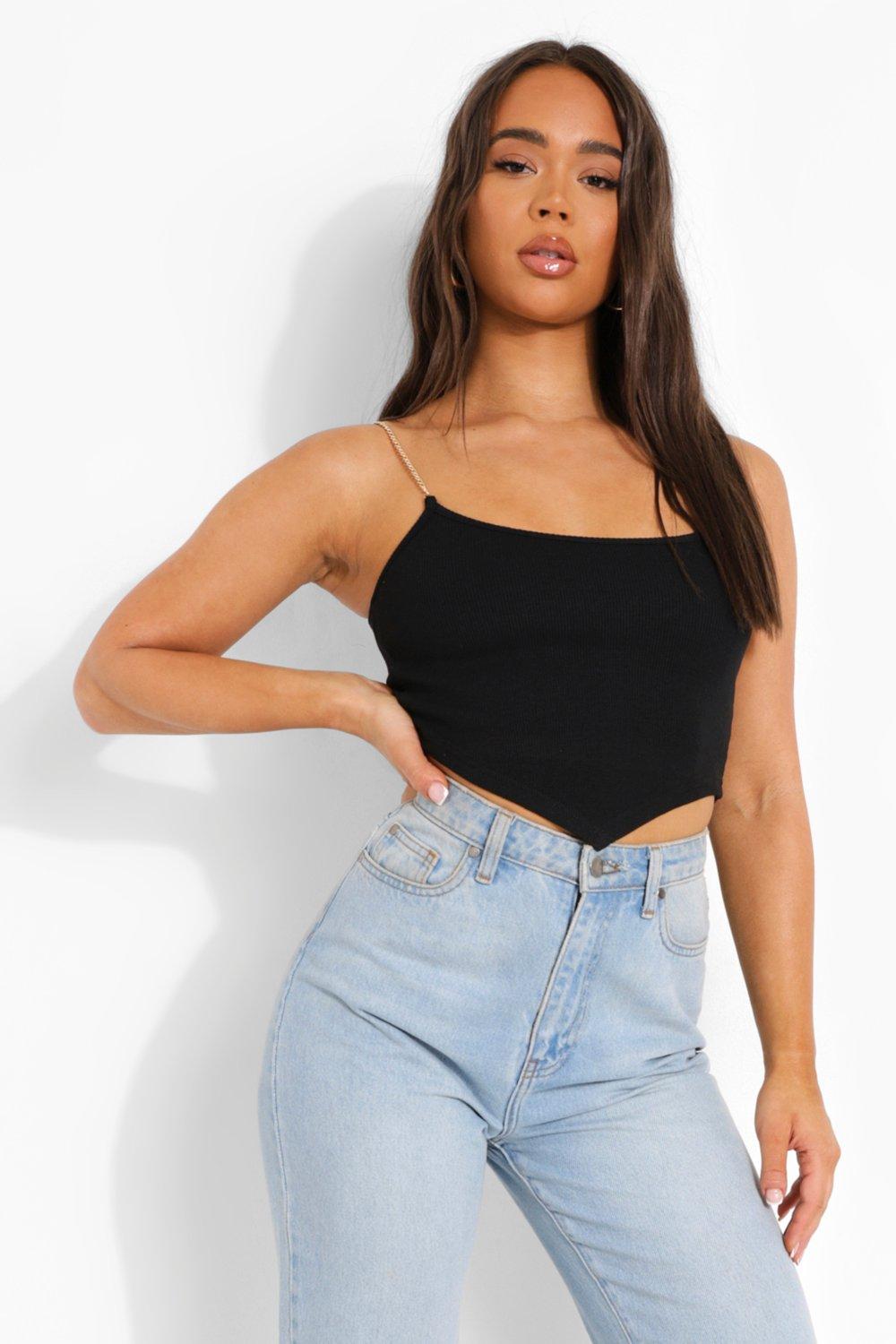 Spaghetti Strap Slinky Longline Crop Top