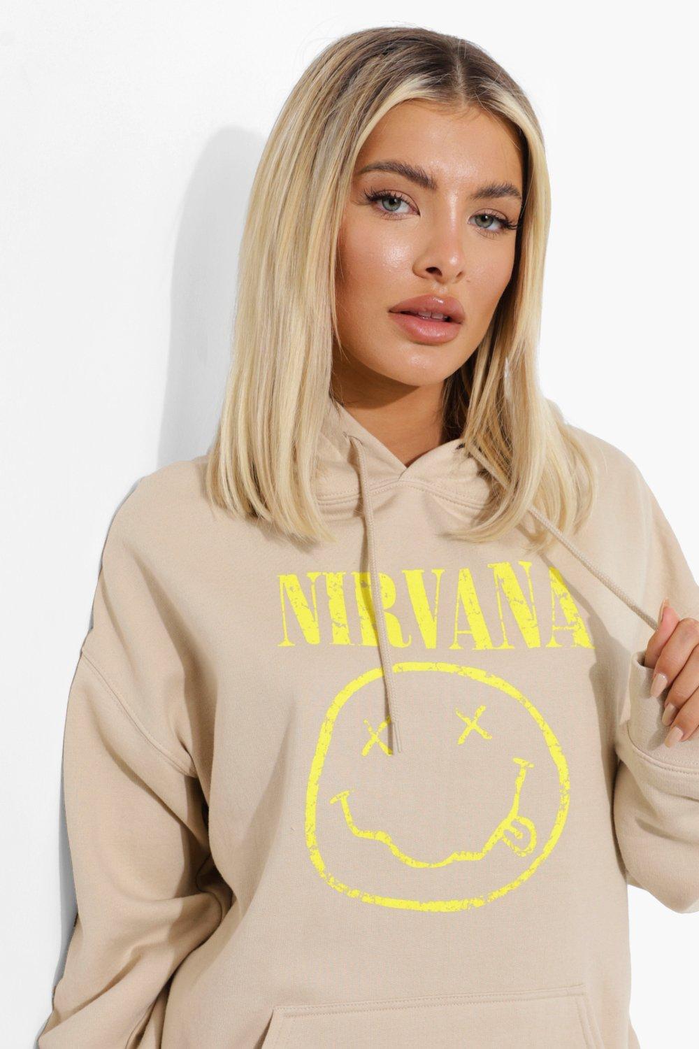 Beige Nirvana License Print Hoodie