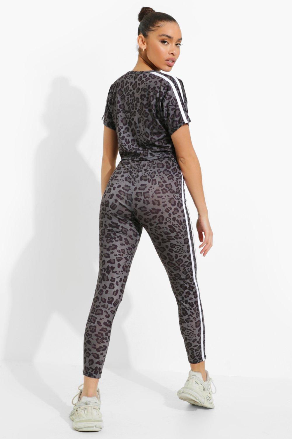 Leopard print side stripe leggings hotsell