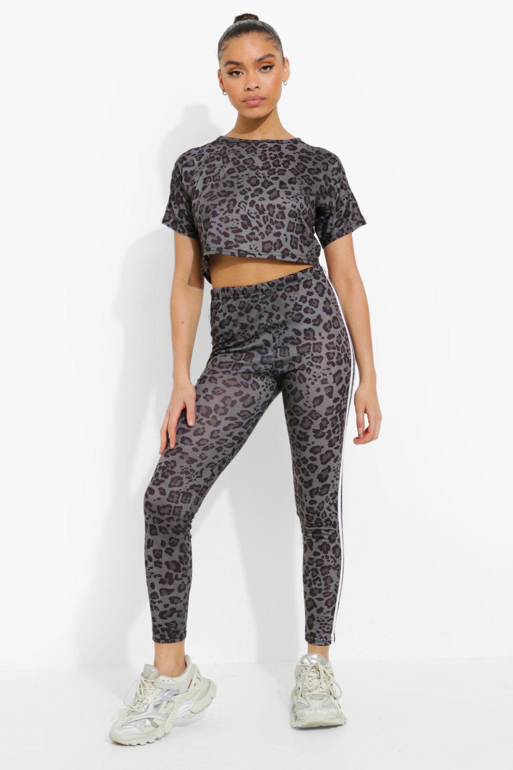 Women's Leopard Print Side Stripe Leggings