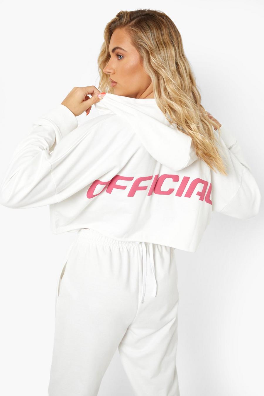 Ecru white Official Tie Front Hoodie