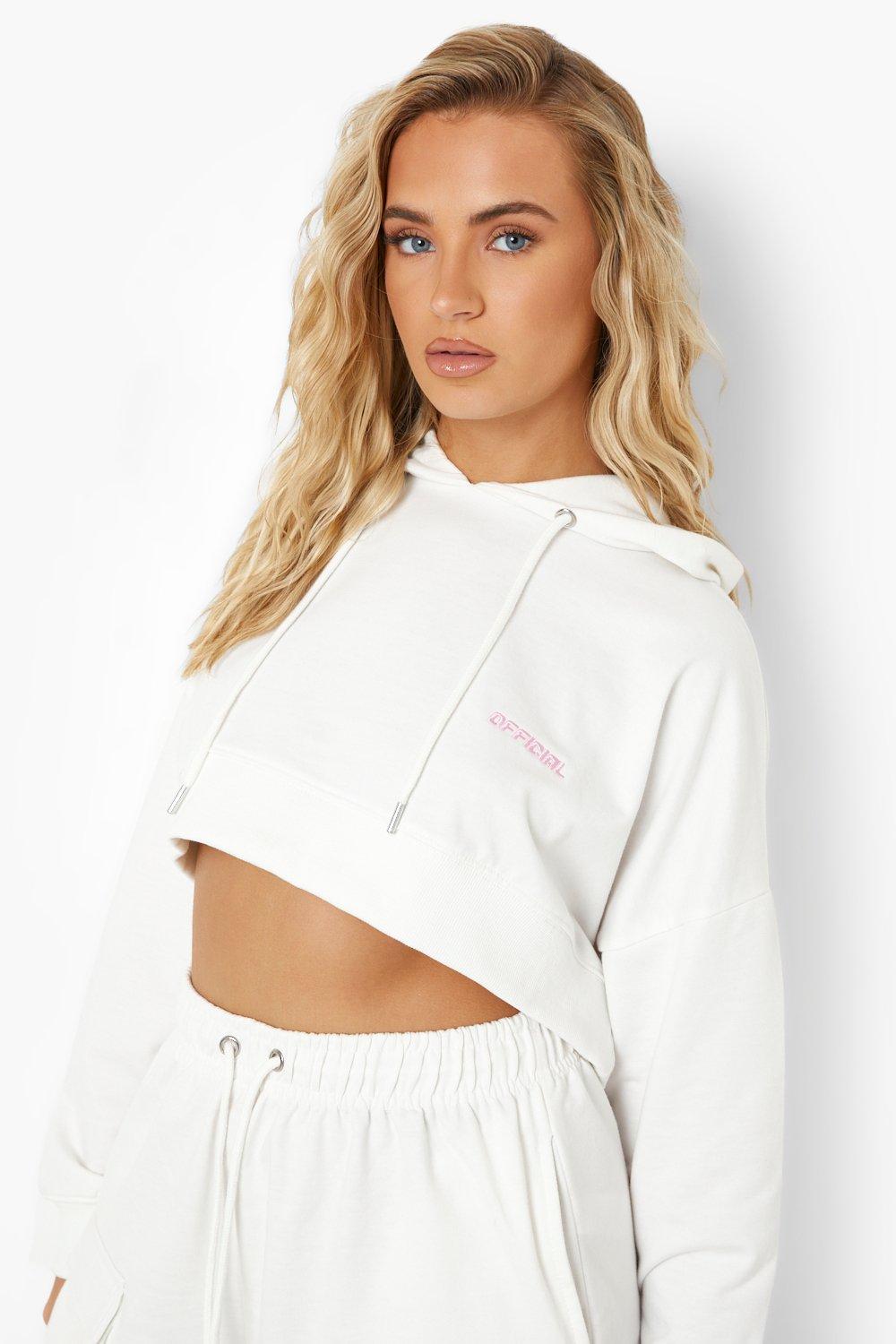 Whote cropped online hoodie