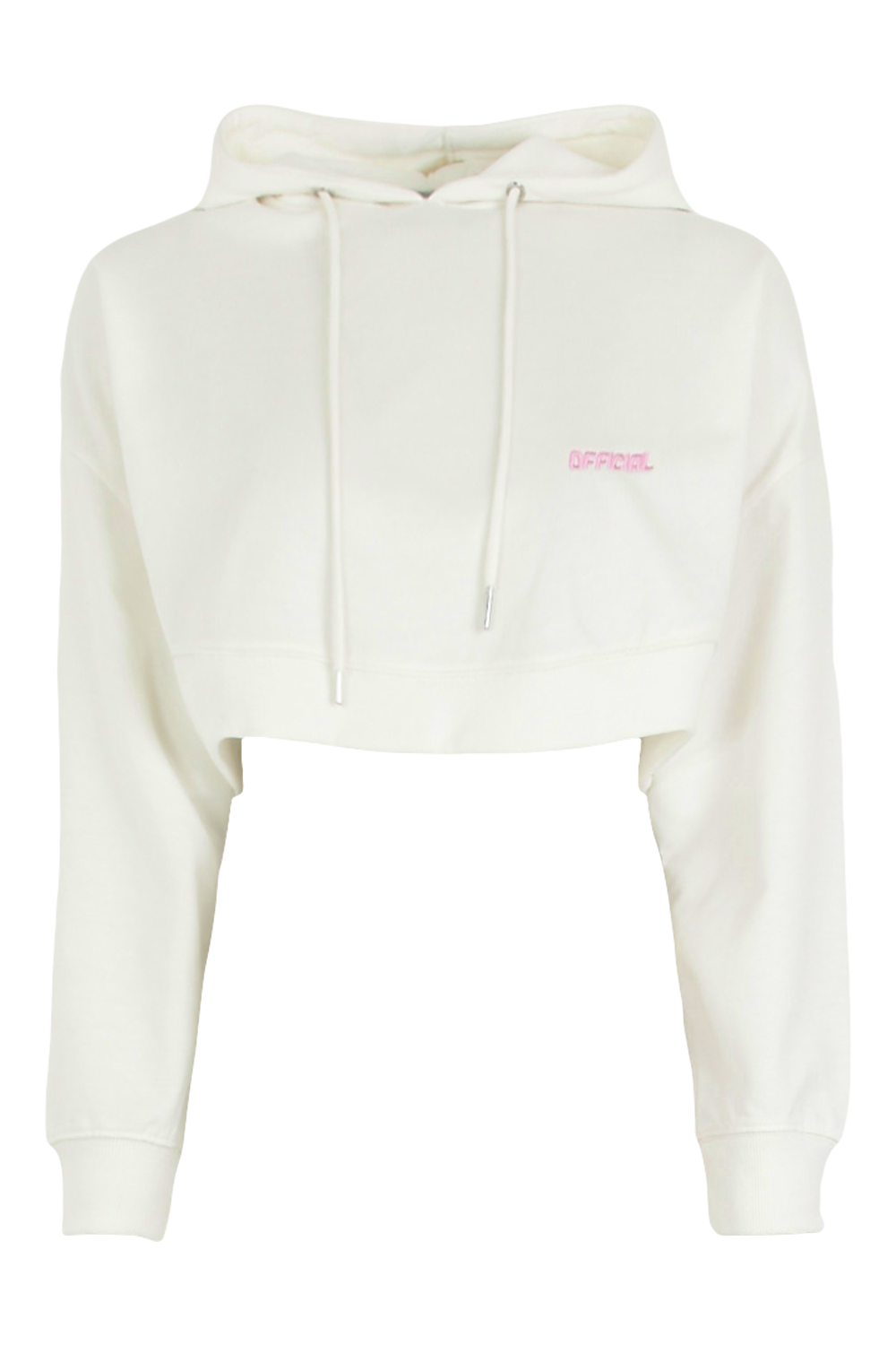 Women s White Official Cropped Hoodie Boohoo UK