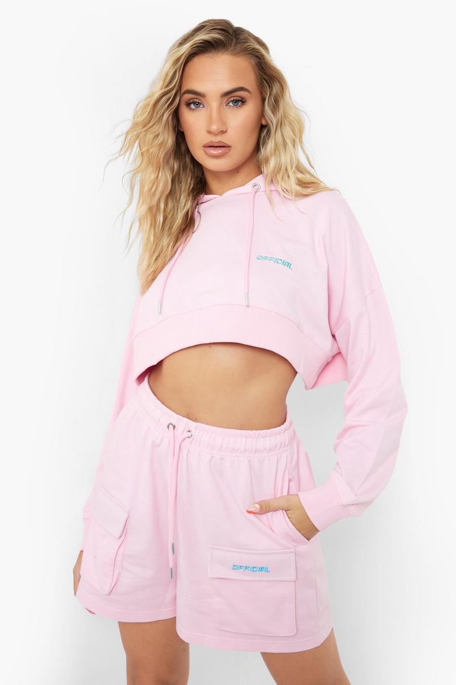 Pink rose Official Cropped Hoodie