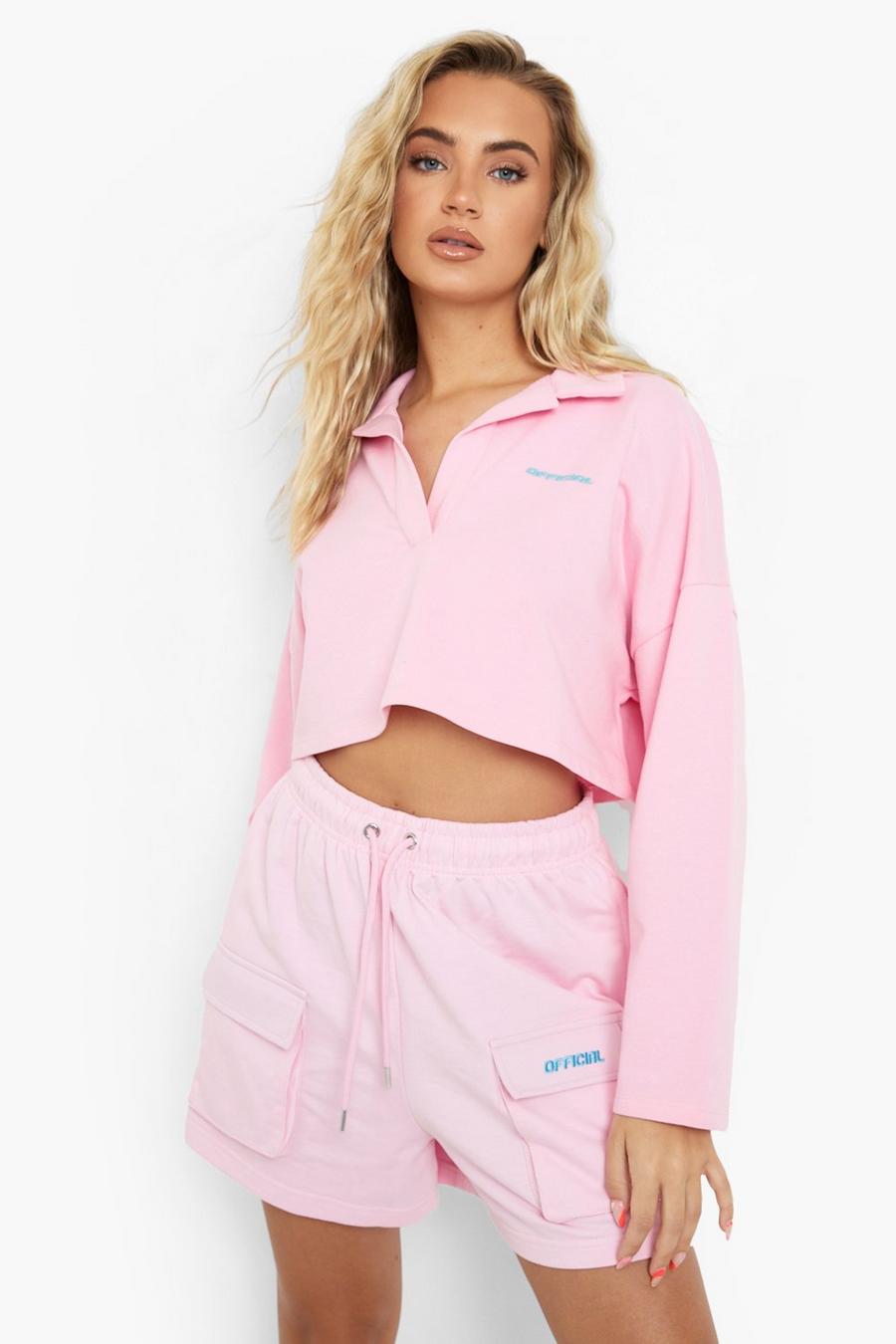 Pink Official Oversized Cropped Polo image number 1