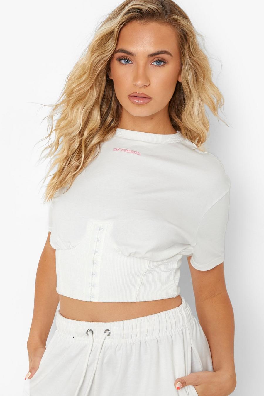 Ecru white Official Corset Cropped T-shirt image number 1