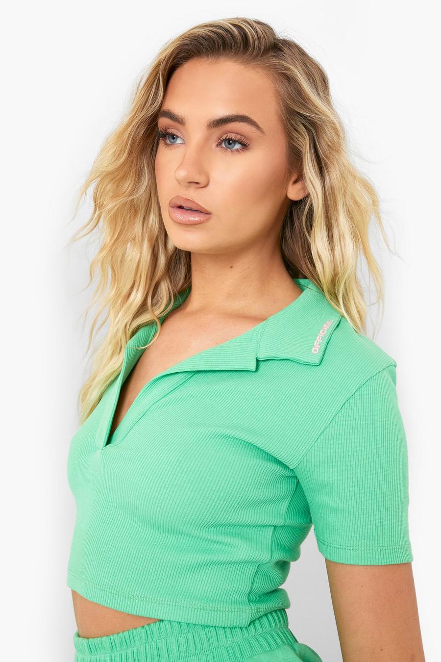 Green Official Rib Crop Polo image number 1
