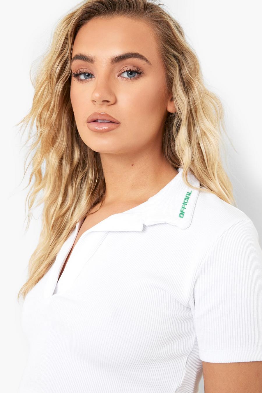 White Official Rib Crop Polo image number 1