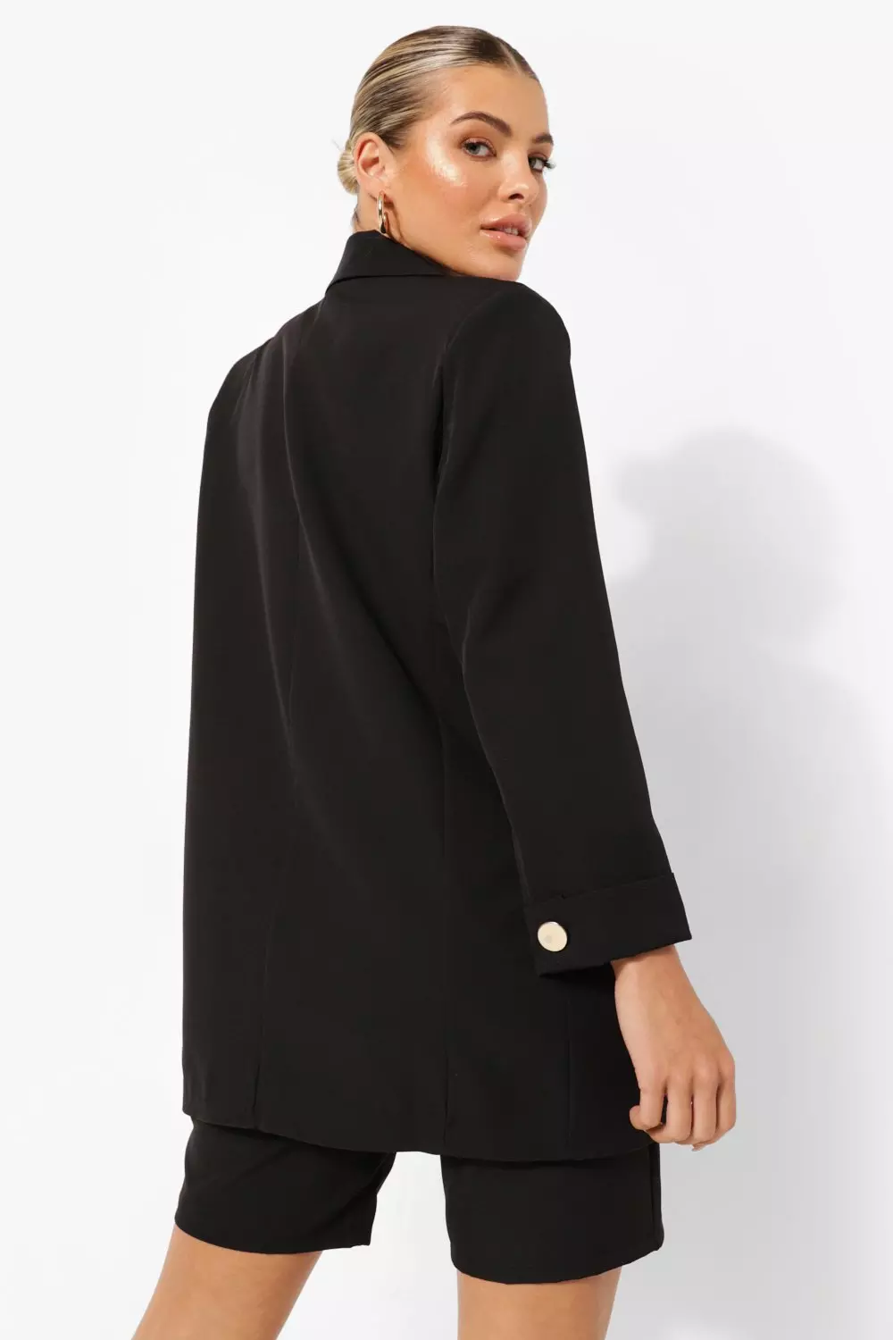 Black Turn Back Cuff Tailored Blazer alternative image