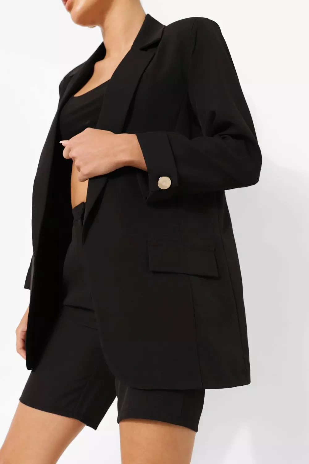 Black Turn Back Cuff Tailored Blazer alternative image
