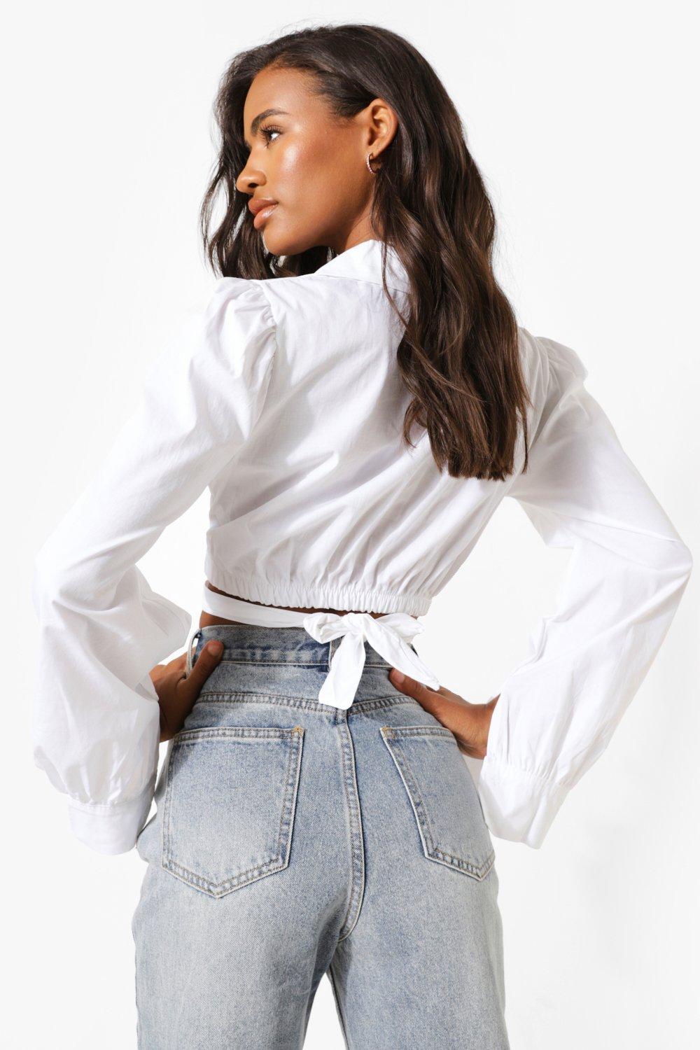 Chemise courte torsadée sur le devant | boohoo FR