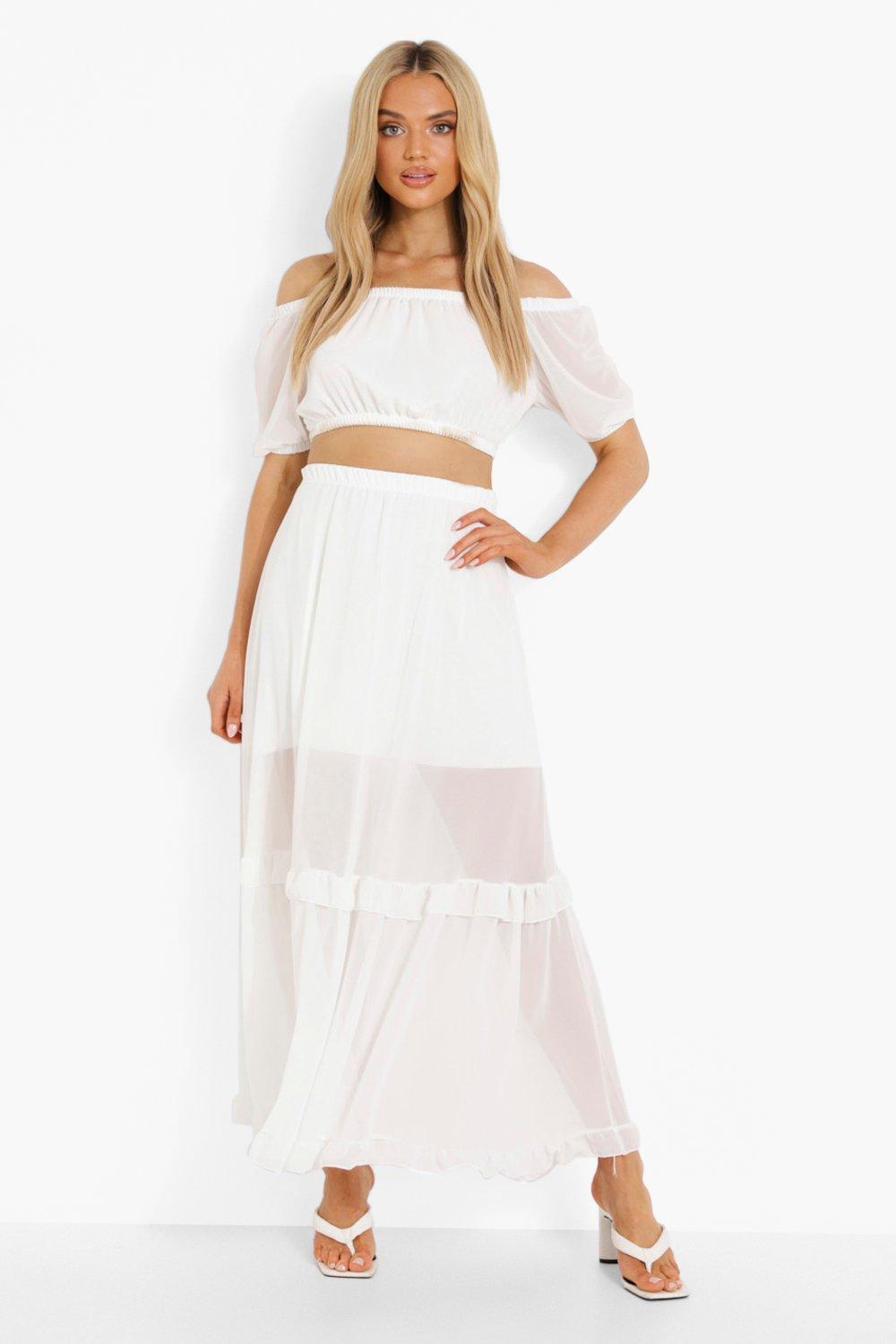 Chiffon maxi 2025 skirt white uk