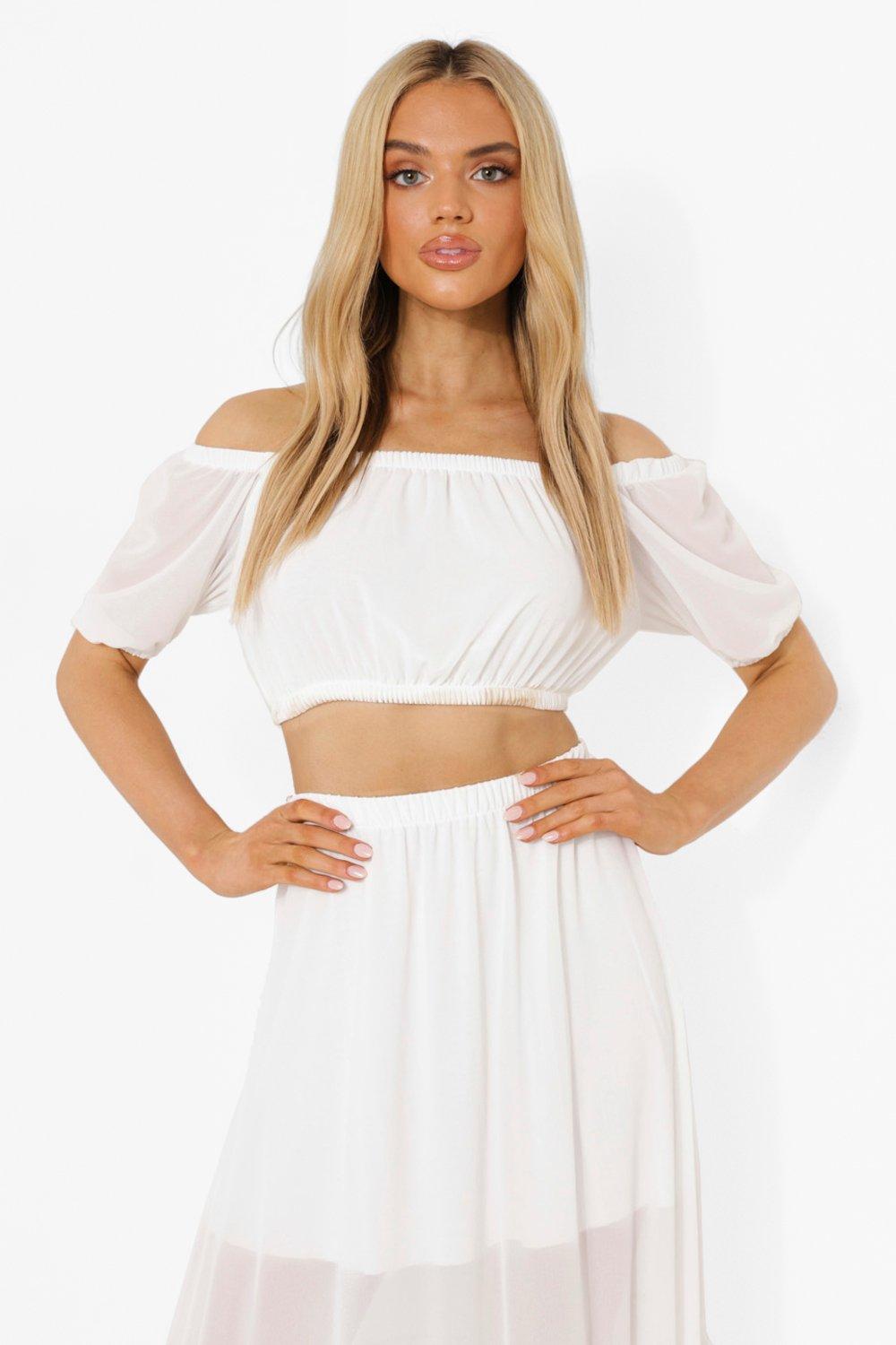 Chiffon maxi skirt shop with crop top