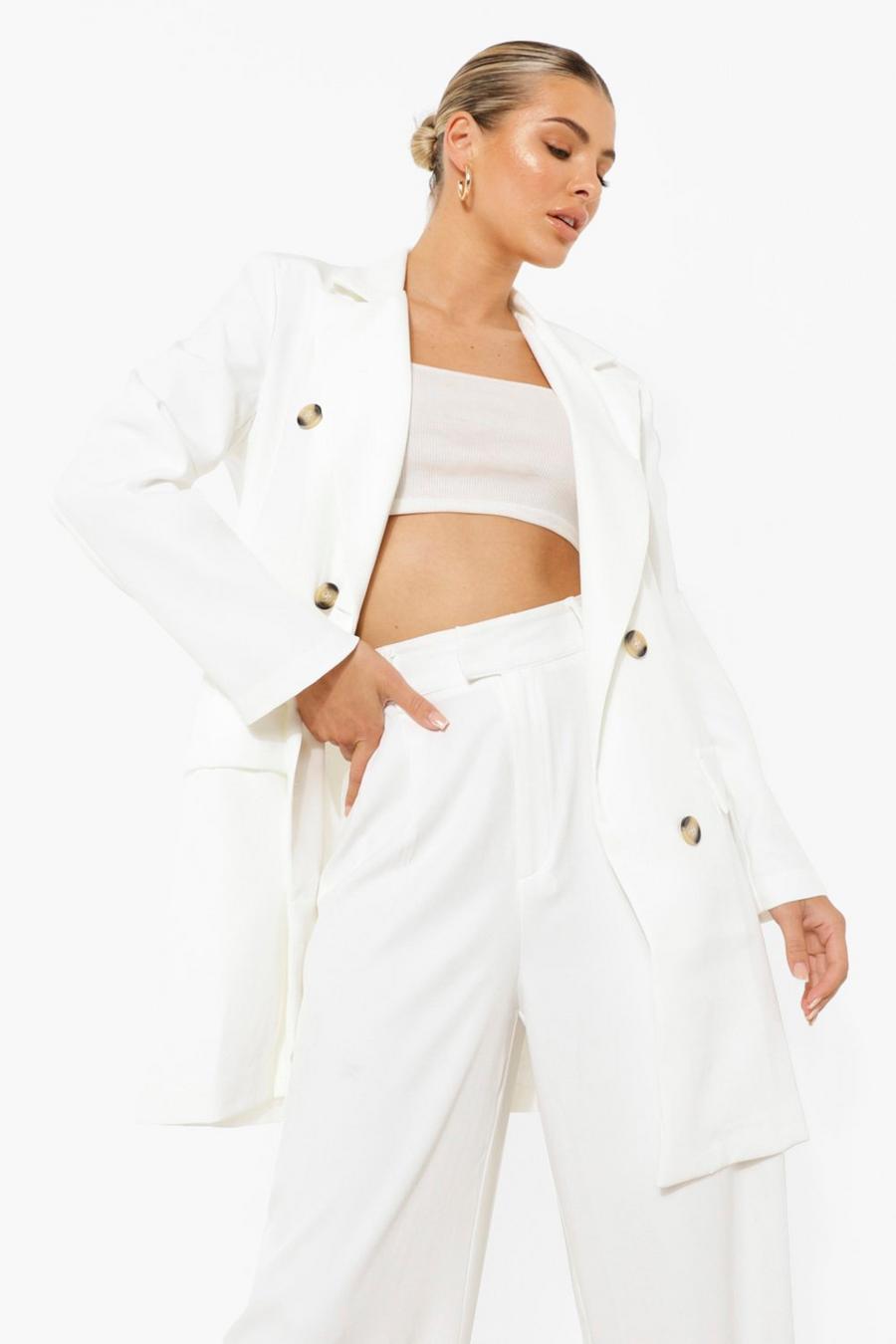 Ivory Oversized Blazer Met Dubbele Knopen image number 1