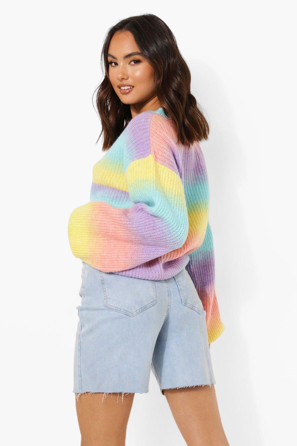 Tall Rainbow Ombre V Neck Sweater