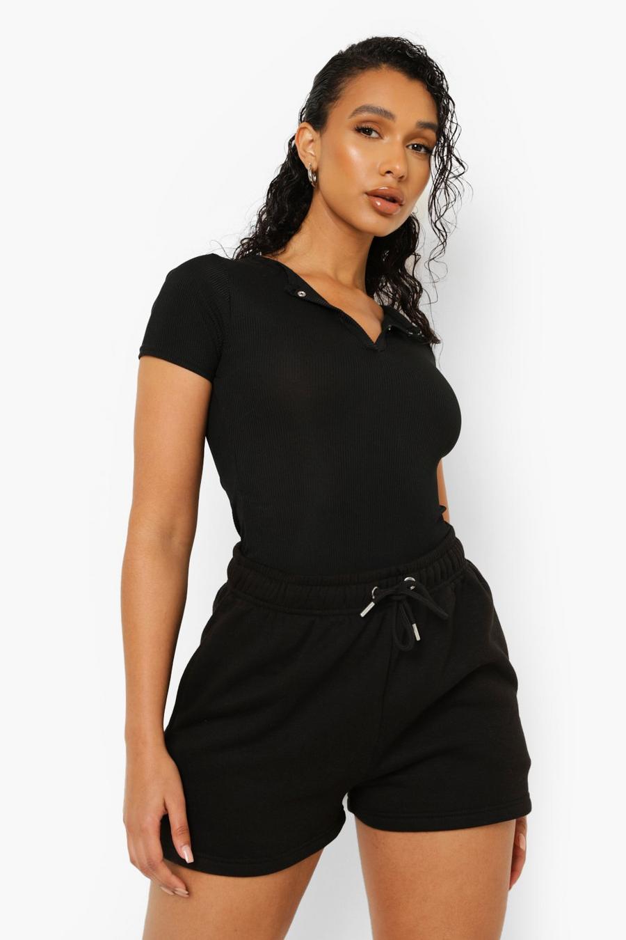 Black Short Sleeve Popper Bodysuit image number 1