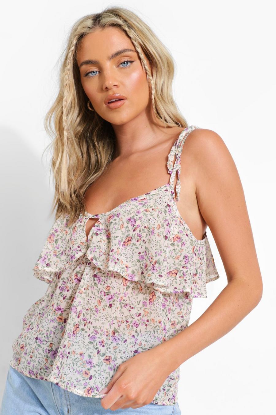 Multi Floral Tie Strap Camisole image number 1