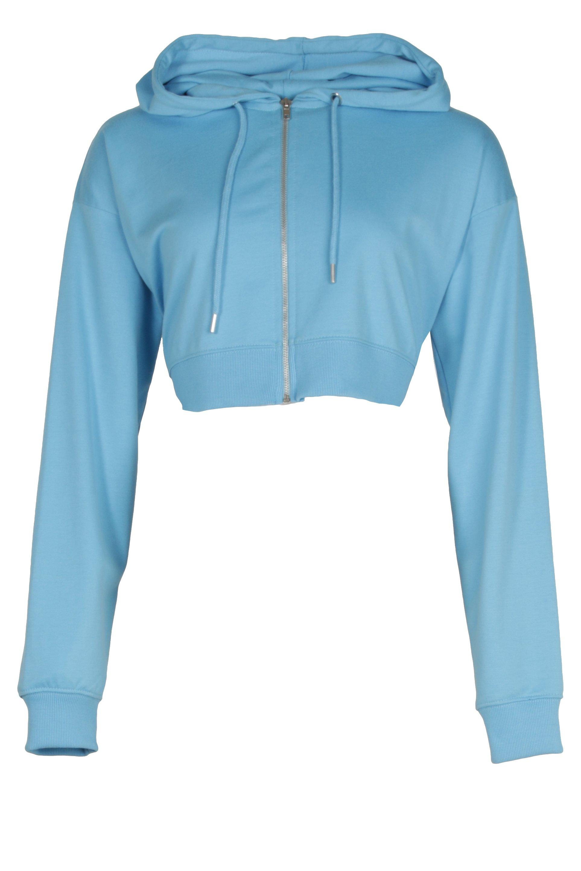 Blue cropped zip up hoodie on sale