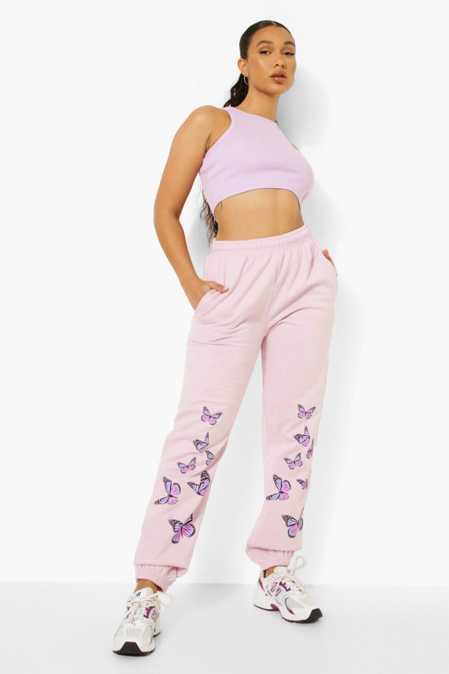 Lilac Butterfly Print Joggers image number 1