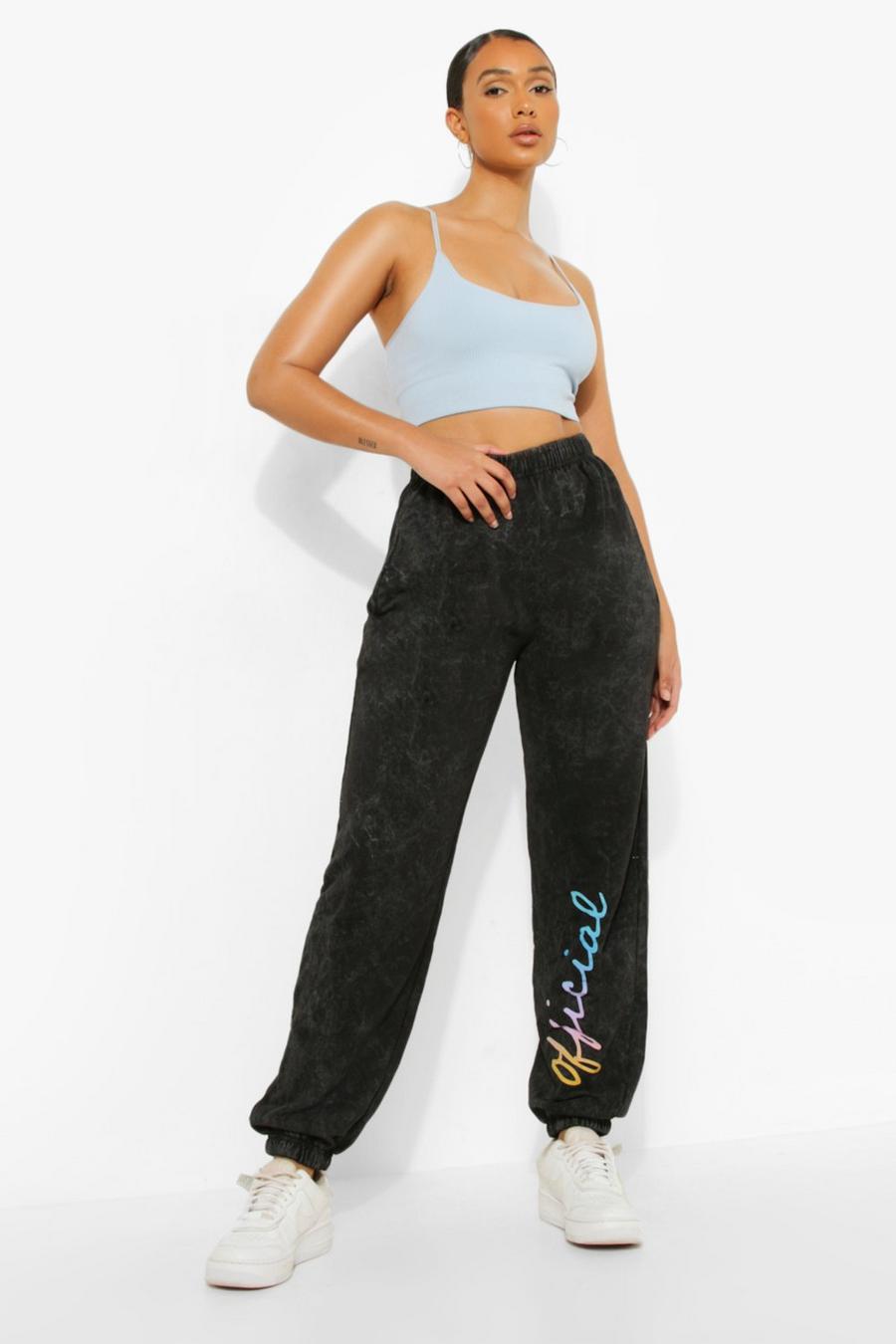 Charcoal Official Ombre Print Acid Wash Track Pants image number 1