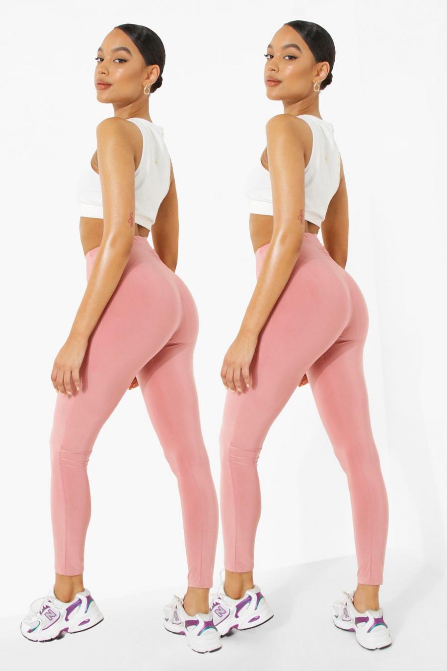 Blush 2 Pack Ruched Bum Booty Boosting Gym Leggings image number 1