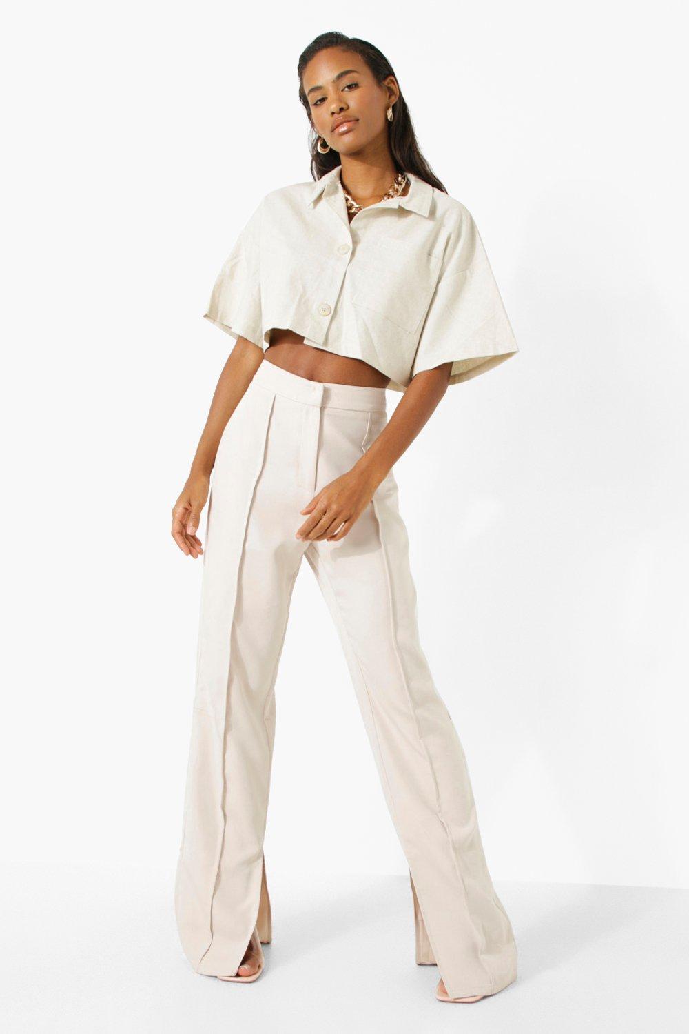 Cropped Linen Shirt | boohoo USA