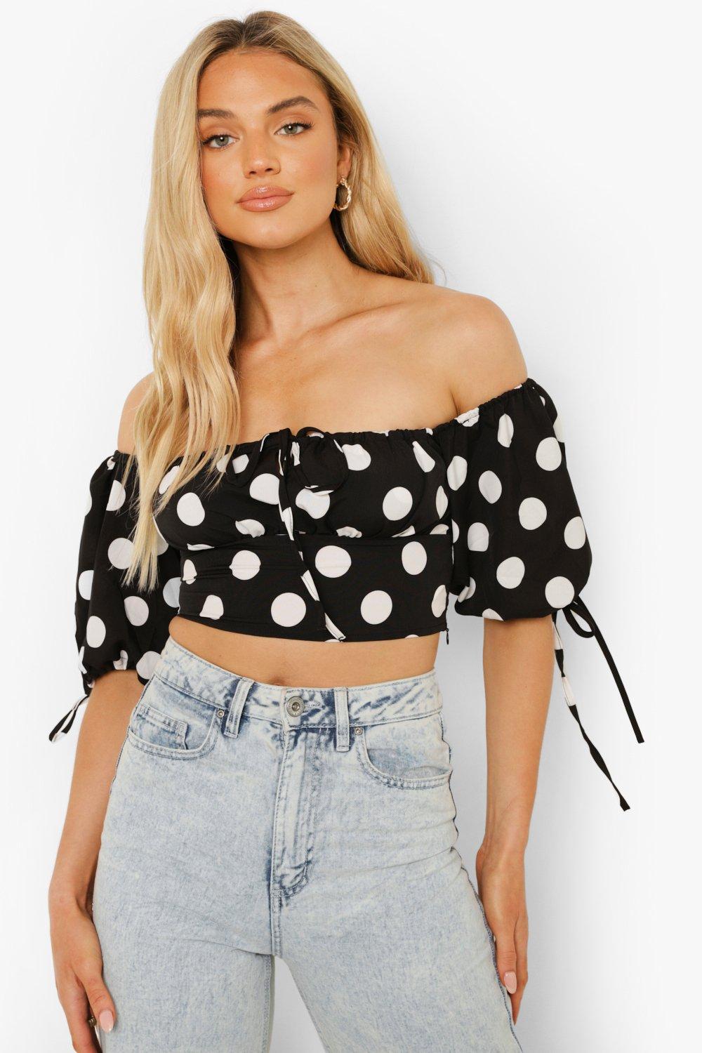 Boohoo polka hot sale dot top