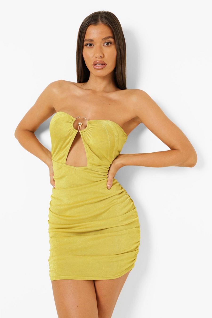 Miniabito seducente con cut-out, Lime image number 1