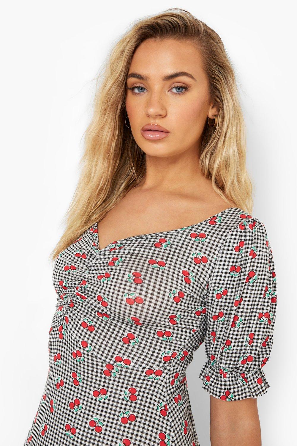 Boohoo cherry outlet dress