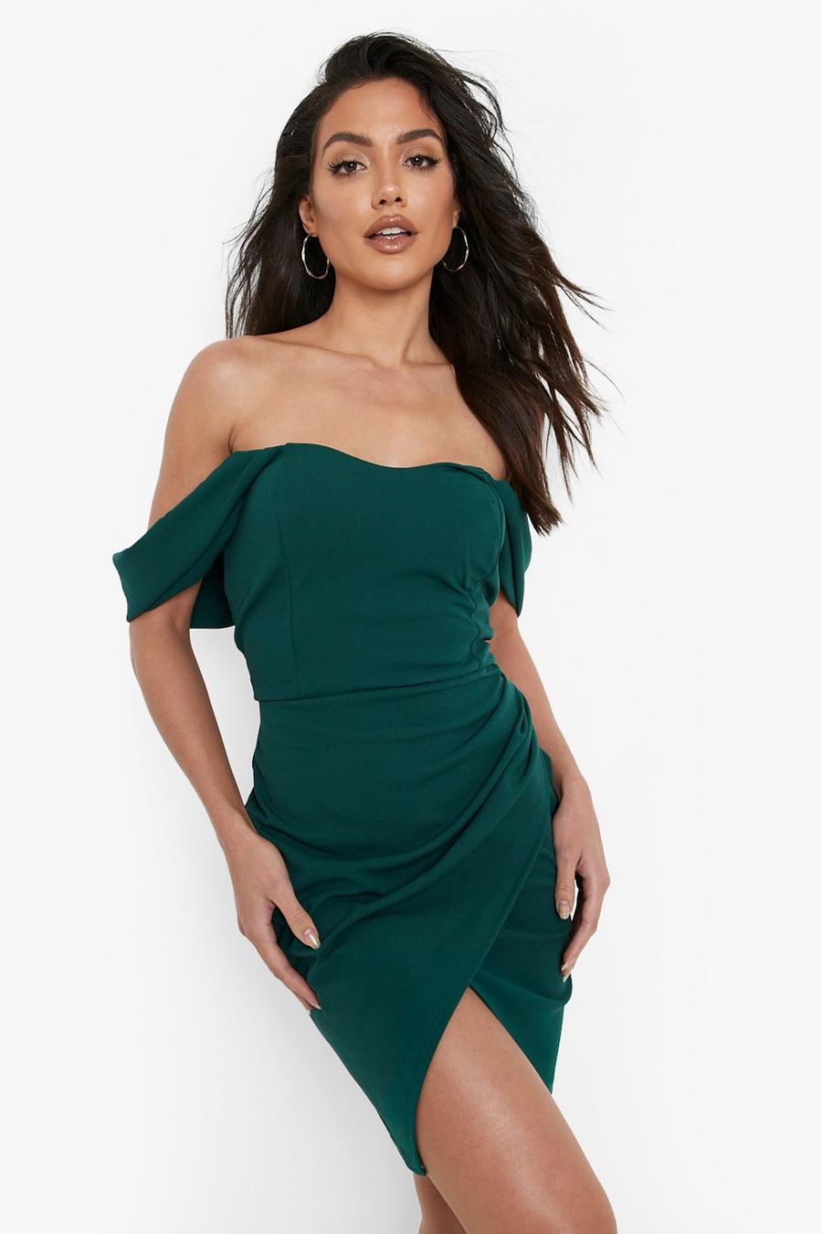 Bottle green vert Corset Wrap Skirt Bodycon Mini Dress