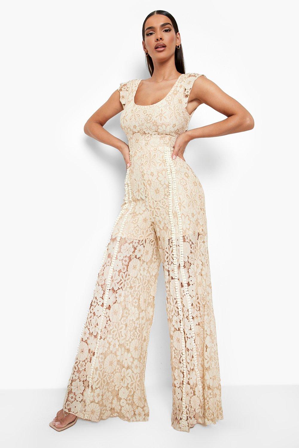 Lace store jumpsuit boohoo