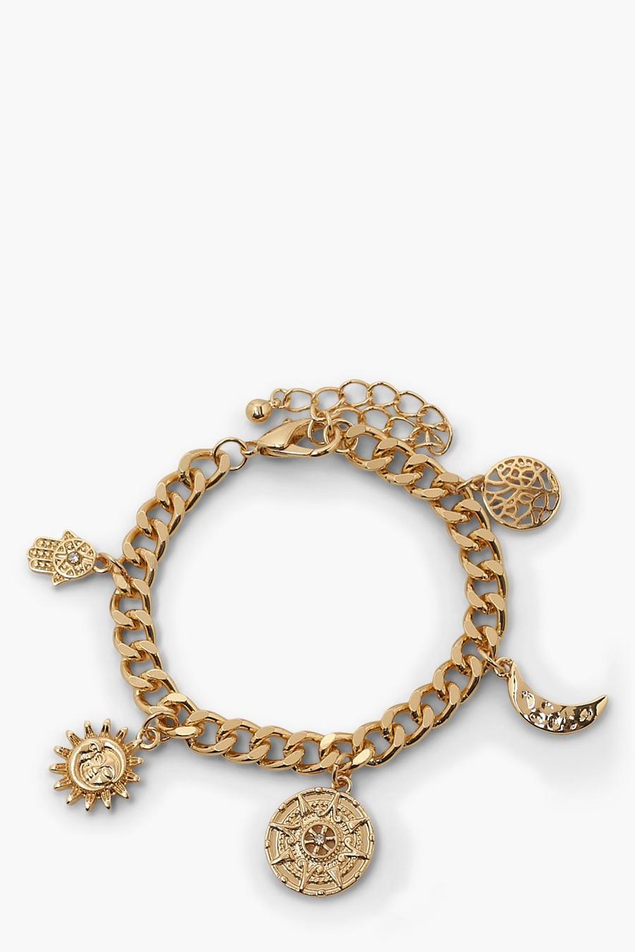 Gold metallic Celestial Over Sized Charm Bracelet