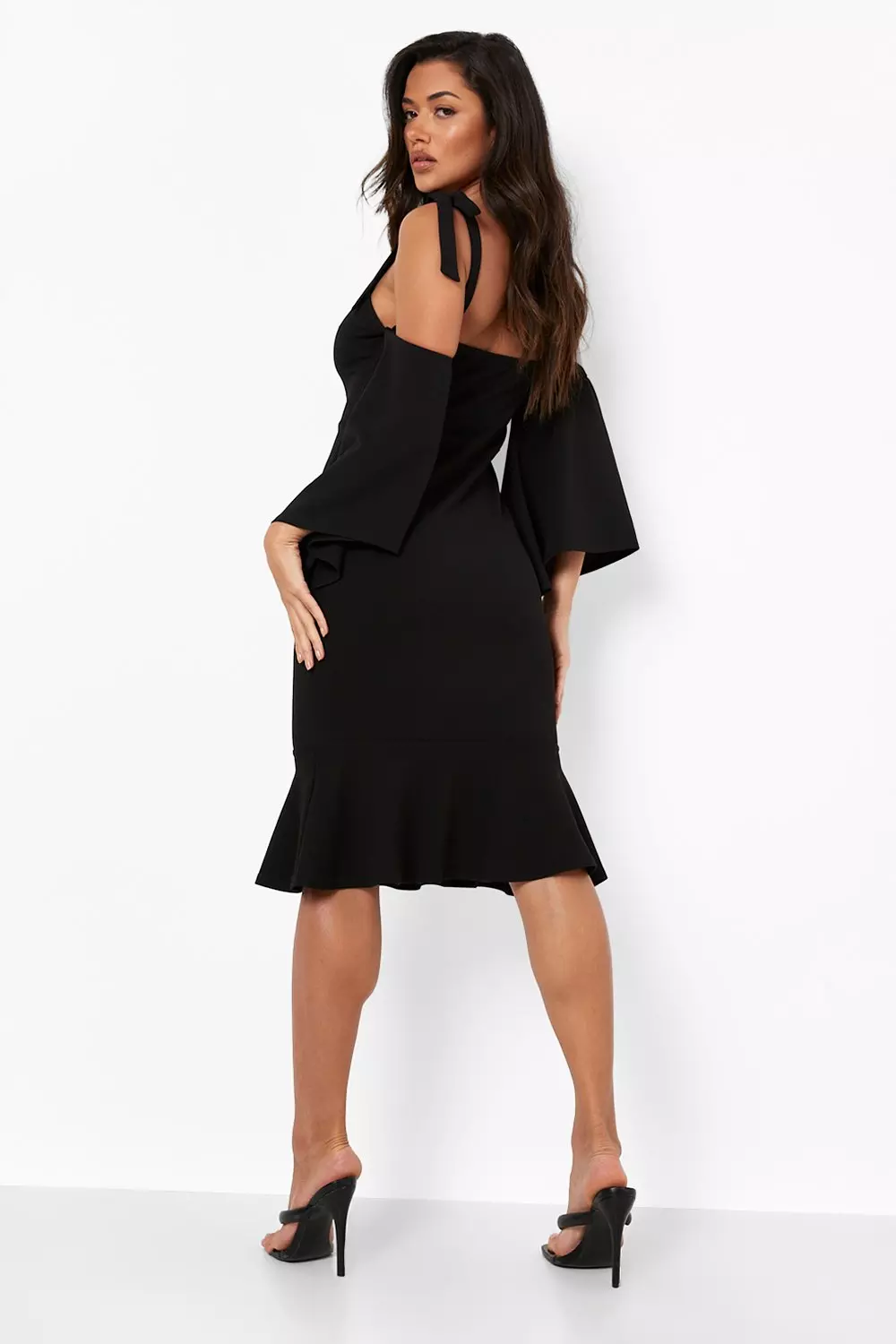 Flute sleeve midi store dress