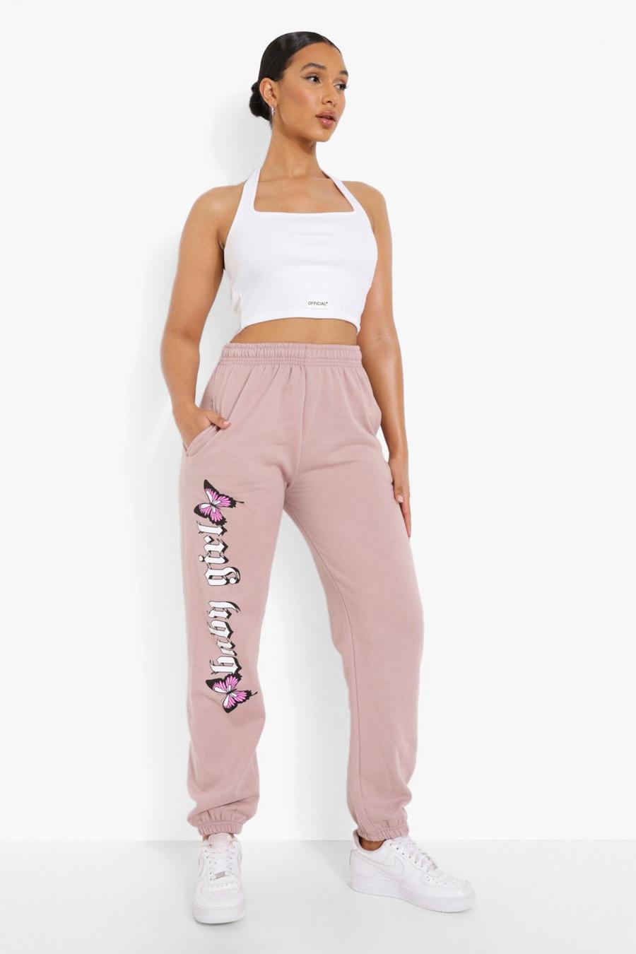 Light pink Baby Girl Butterfly Print Joggers image number 1