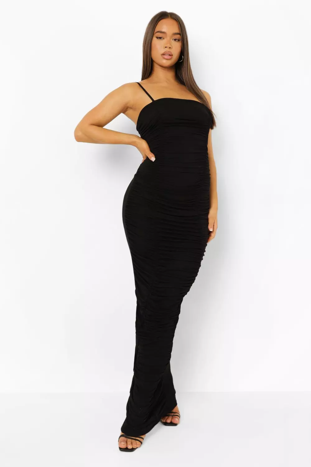 Ruched front 2025 maxi dress