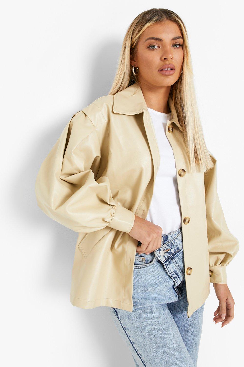 Volume Sleeve Faux Leather Jacket