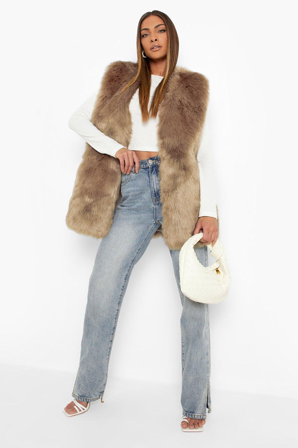 Beige fur vest on sale outfit