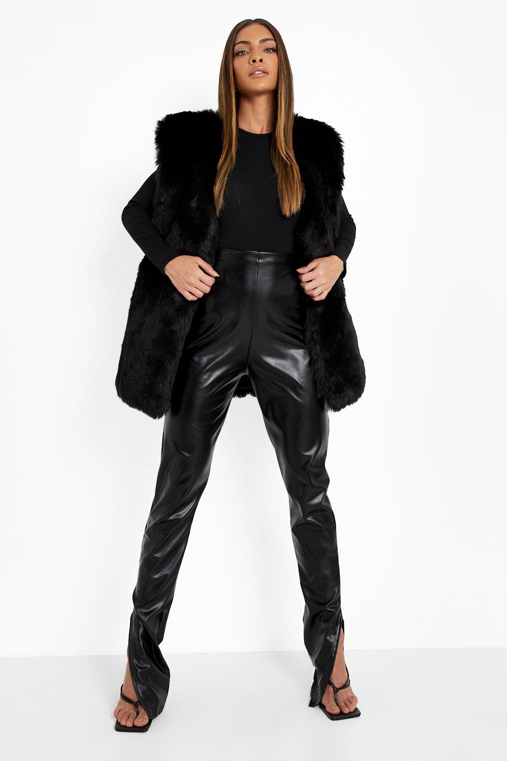 Black fur gilet clearance boohoo