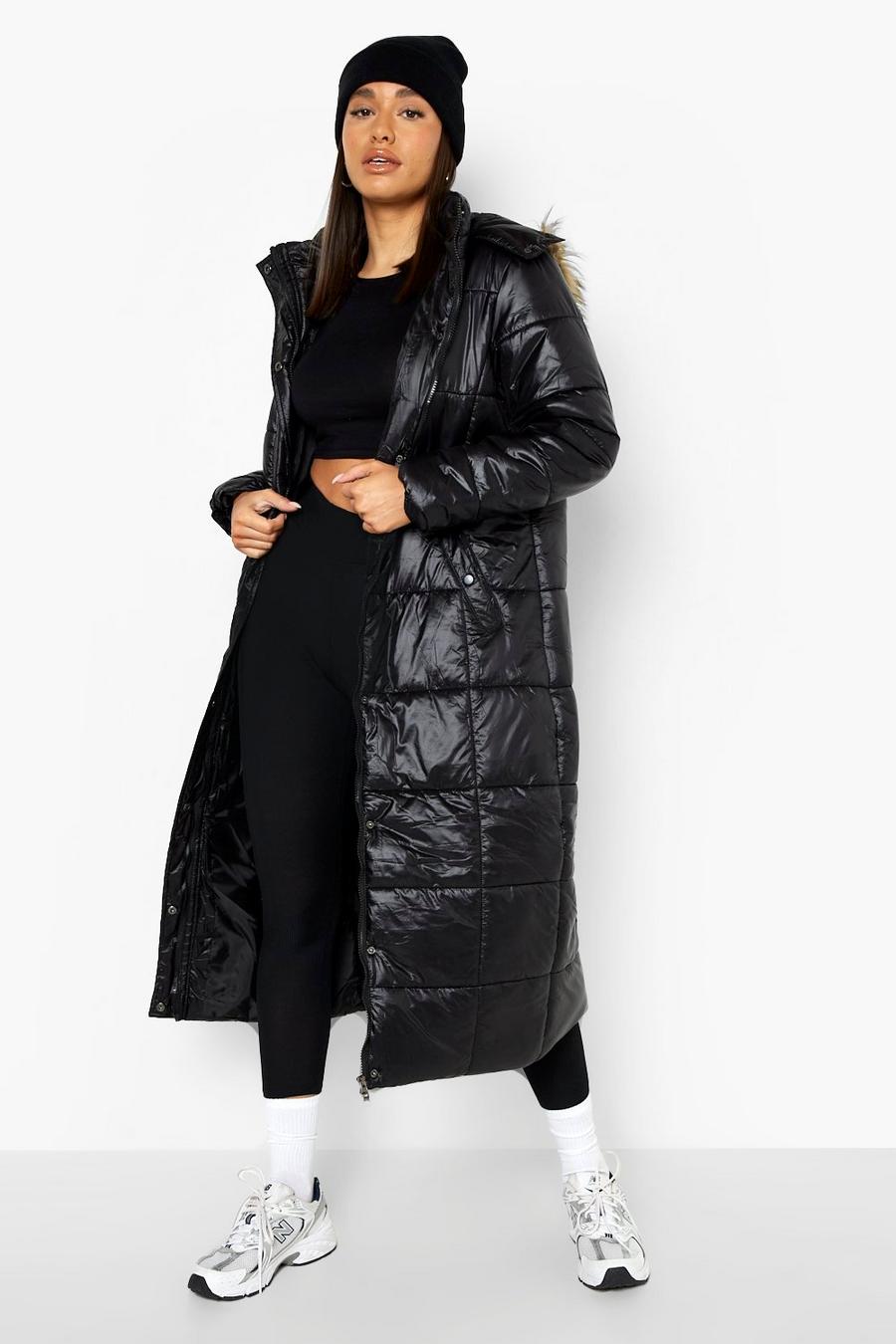 Black nero Maxi Cire Panelled Padded Jacket
