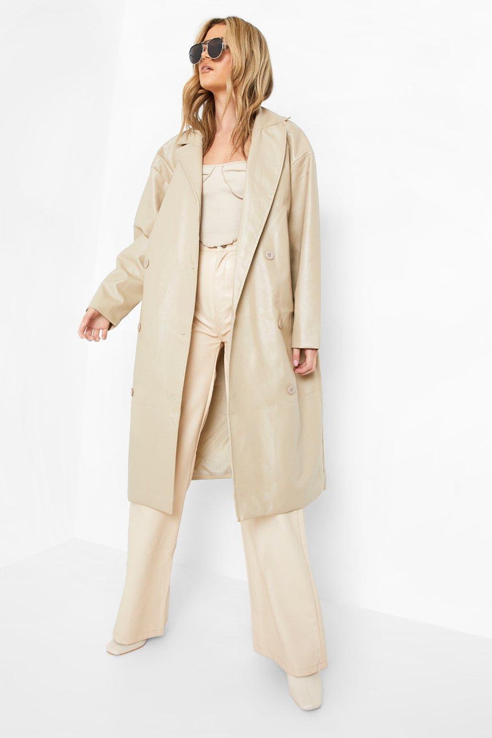 Fake leather hotsell trench coat