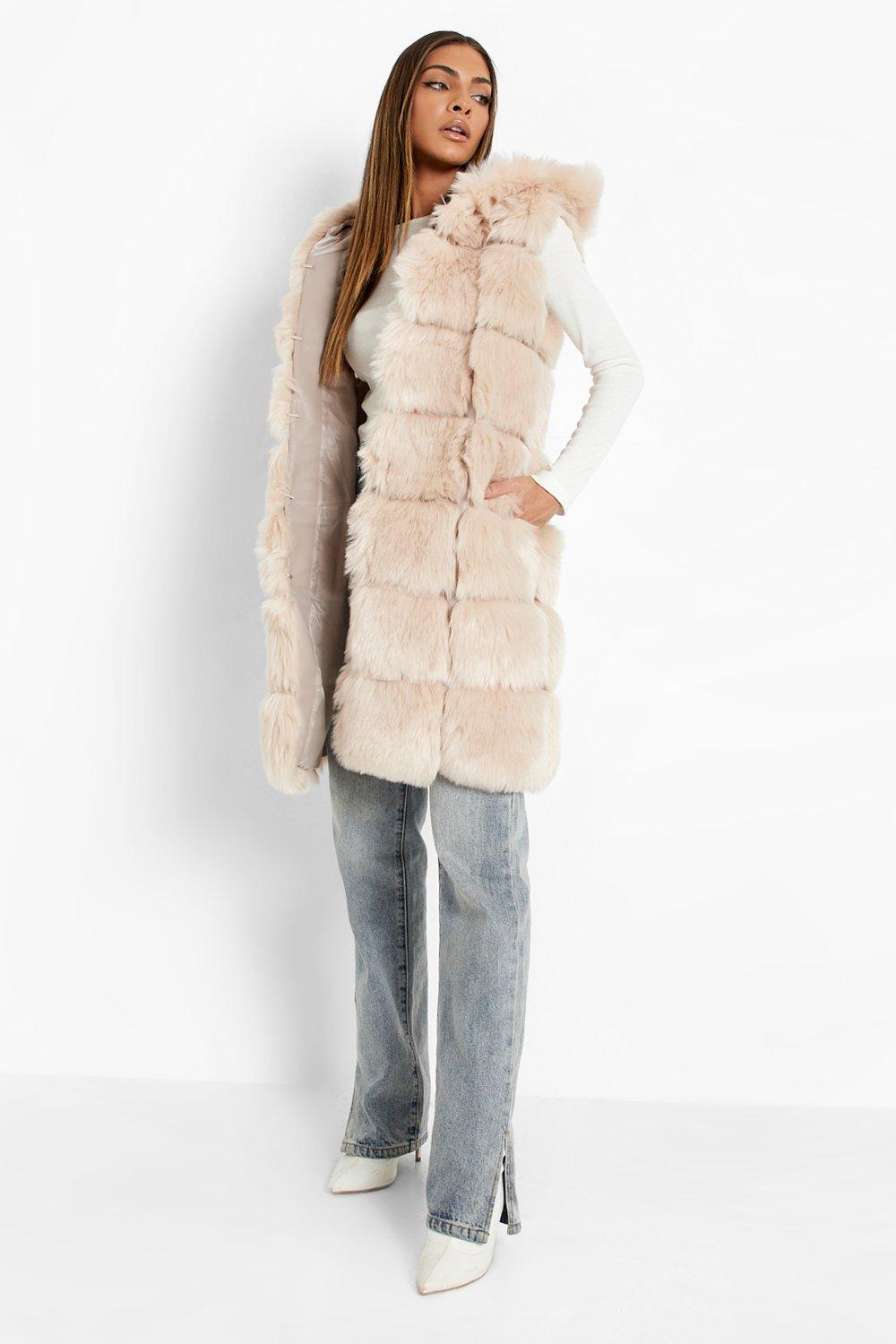 Fake fur vest with 2024 hood