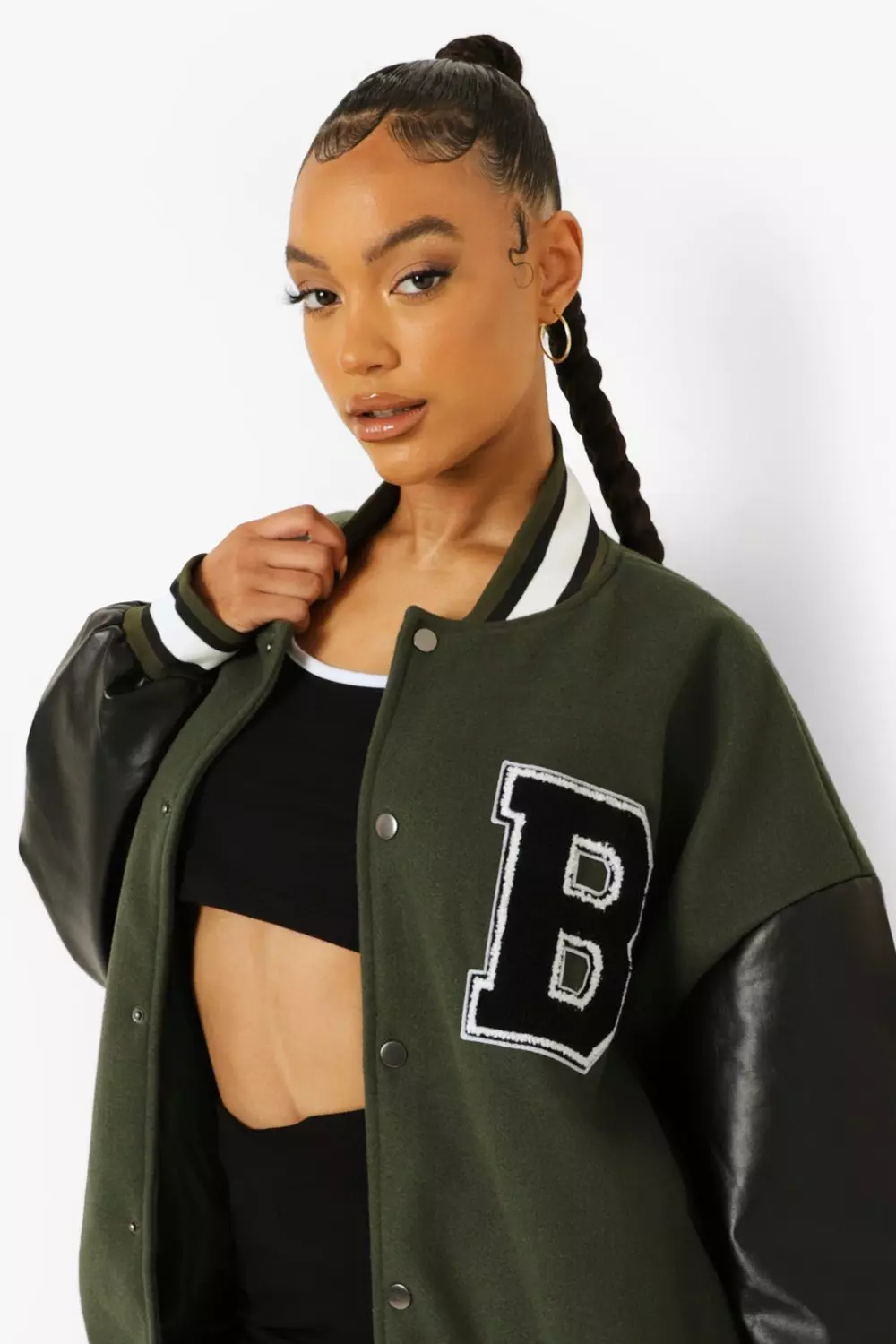Womens letterman jacket with flap sales