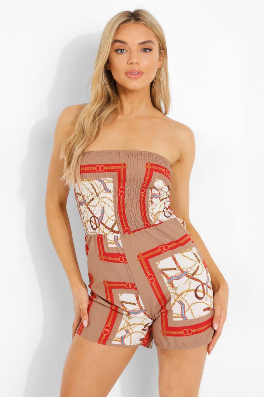 Bandeau-Playsuit mit Paisley-Print, Red image number 1