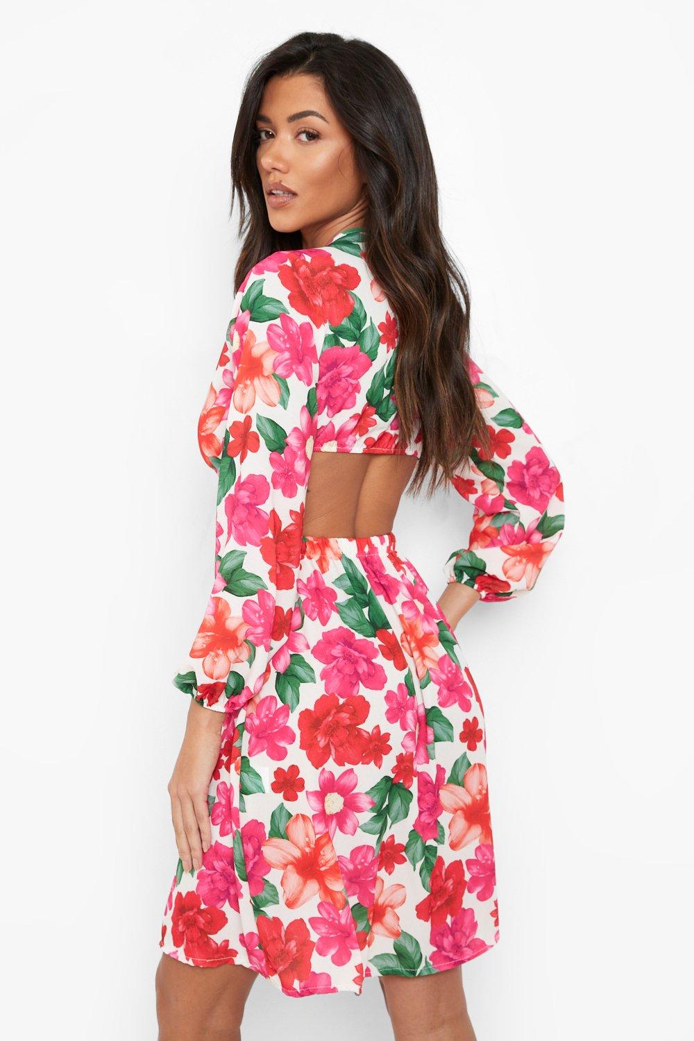 Boohoo floral skater on sale dress