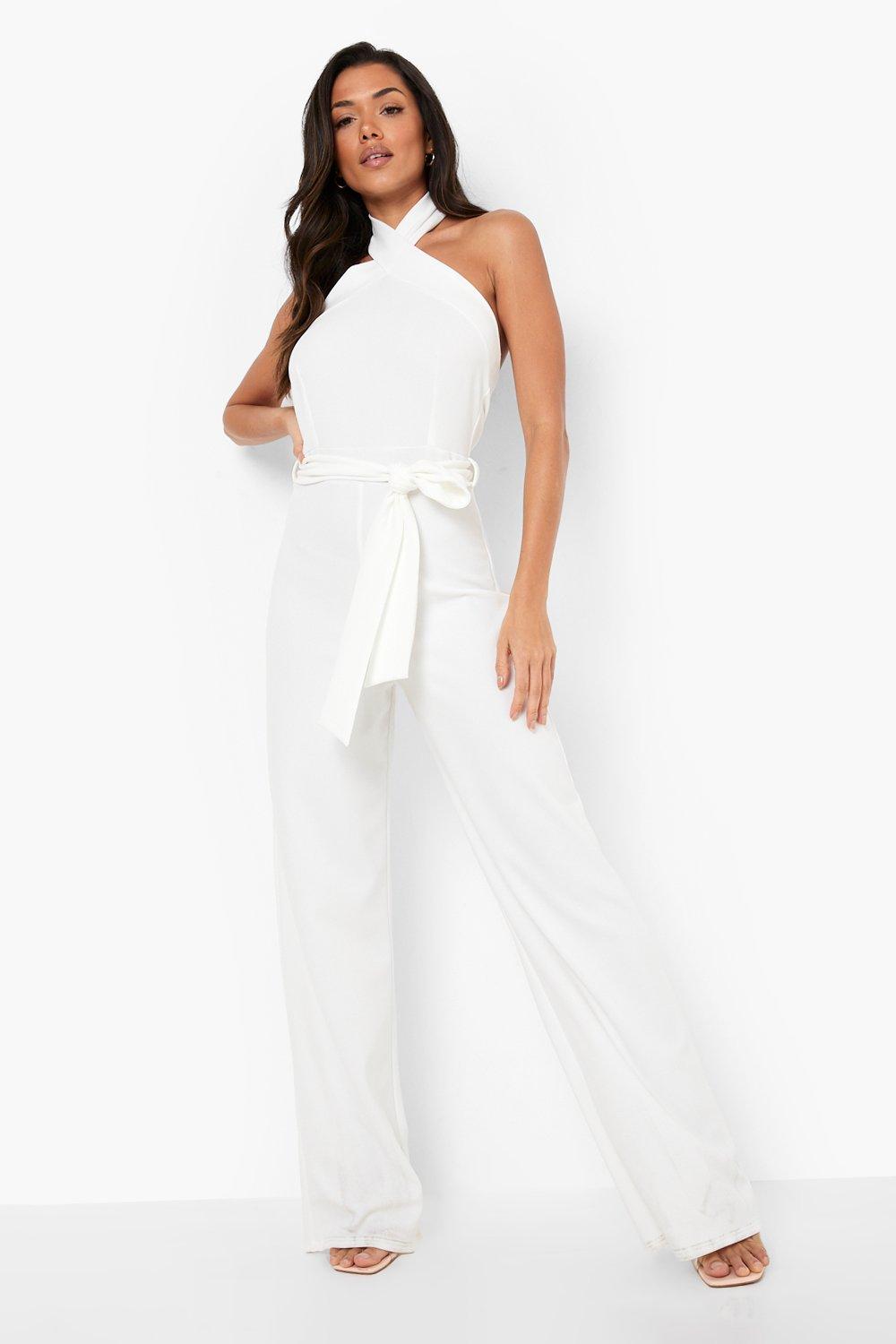 White halter hot sale top jumpsuit