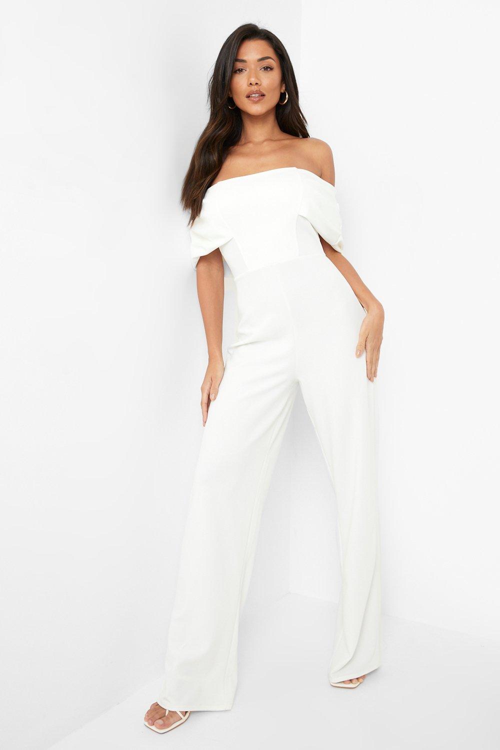 White 2025 bardot jumpsuit