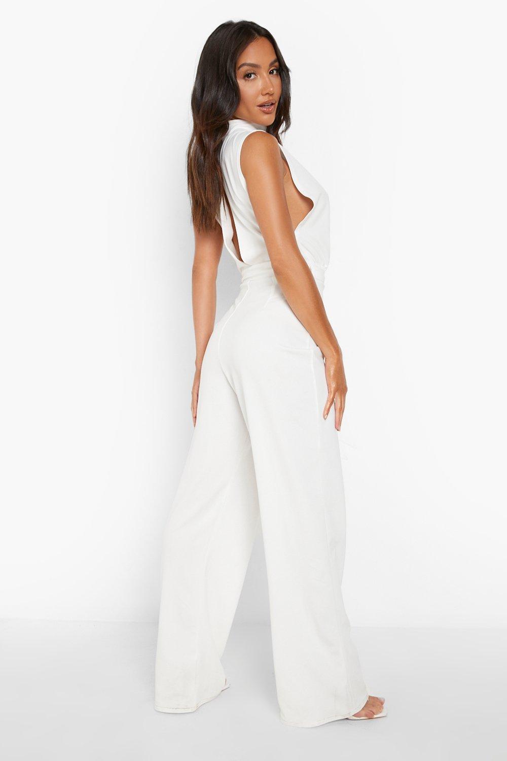 Boohoo store white jumpsuit