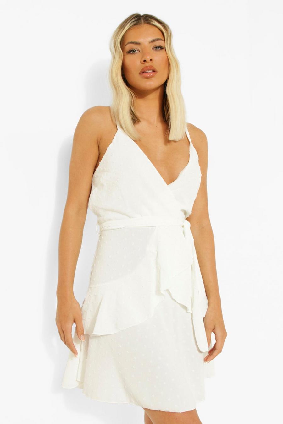 לבן שמלת סקייטר עם טקסטורה ומלמלה image number 1