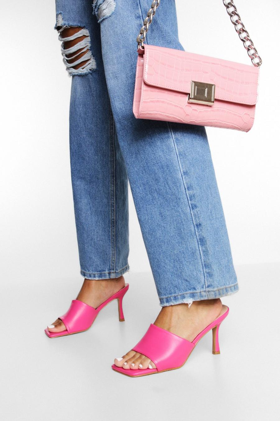 Hot pink Square Toe Mule image number 1