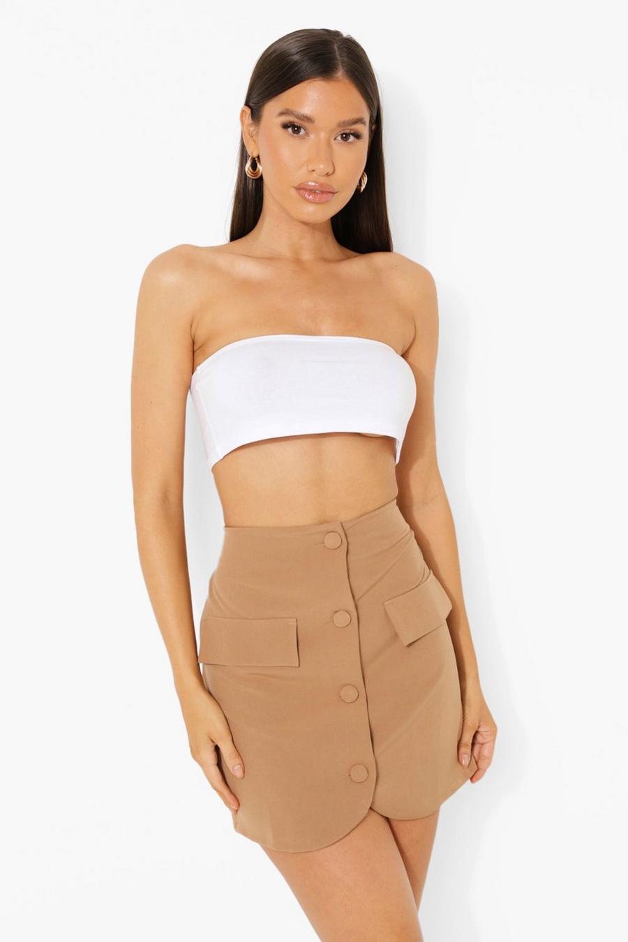 Caramel Button Front Tailored Mini Skirt image number 1